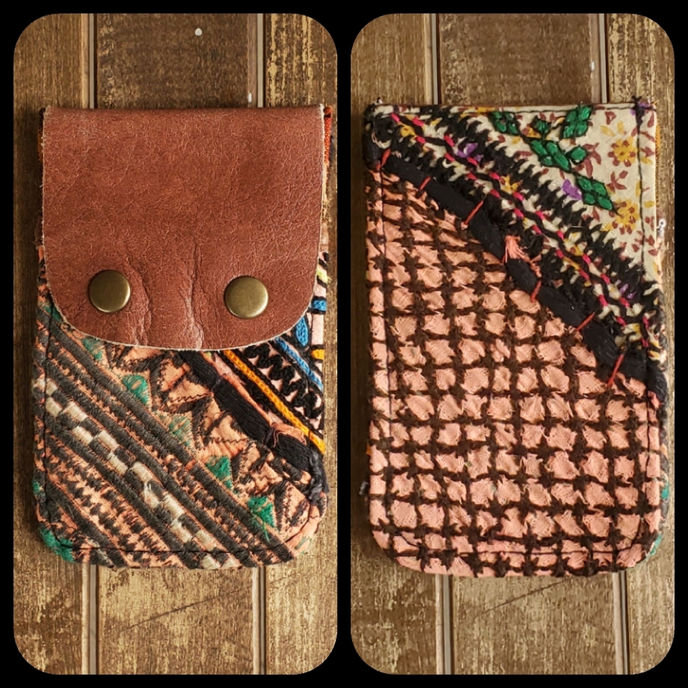🪬🍄 Free People Boho Embroidered Repurposed vtg banjara hippie Wallet card case
